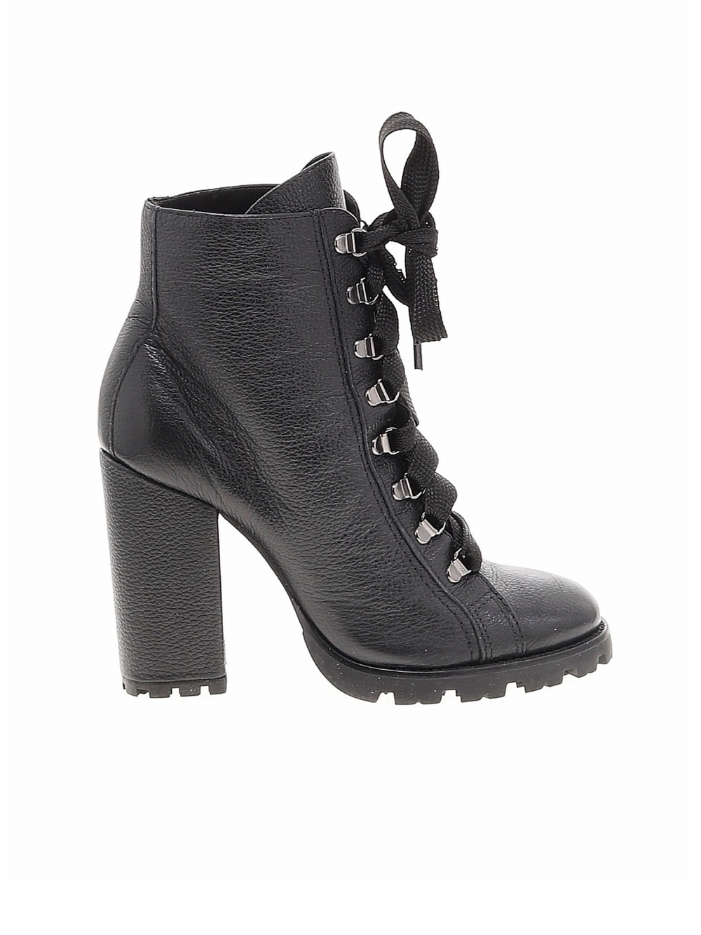 Shutz Black Lace-Up Block Heel Ankle Boots